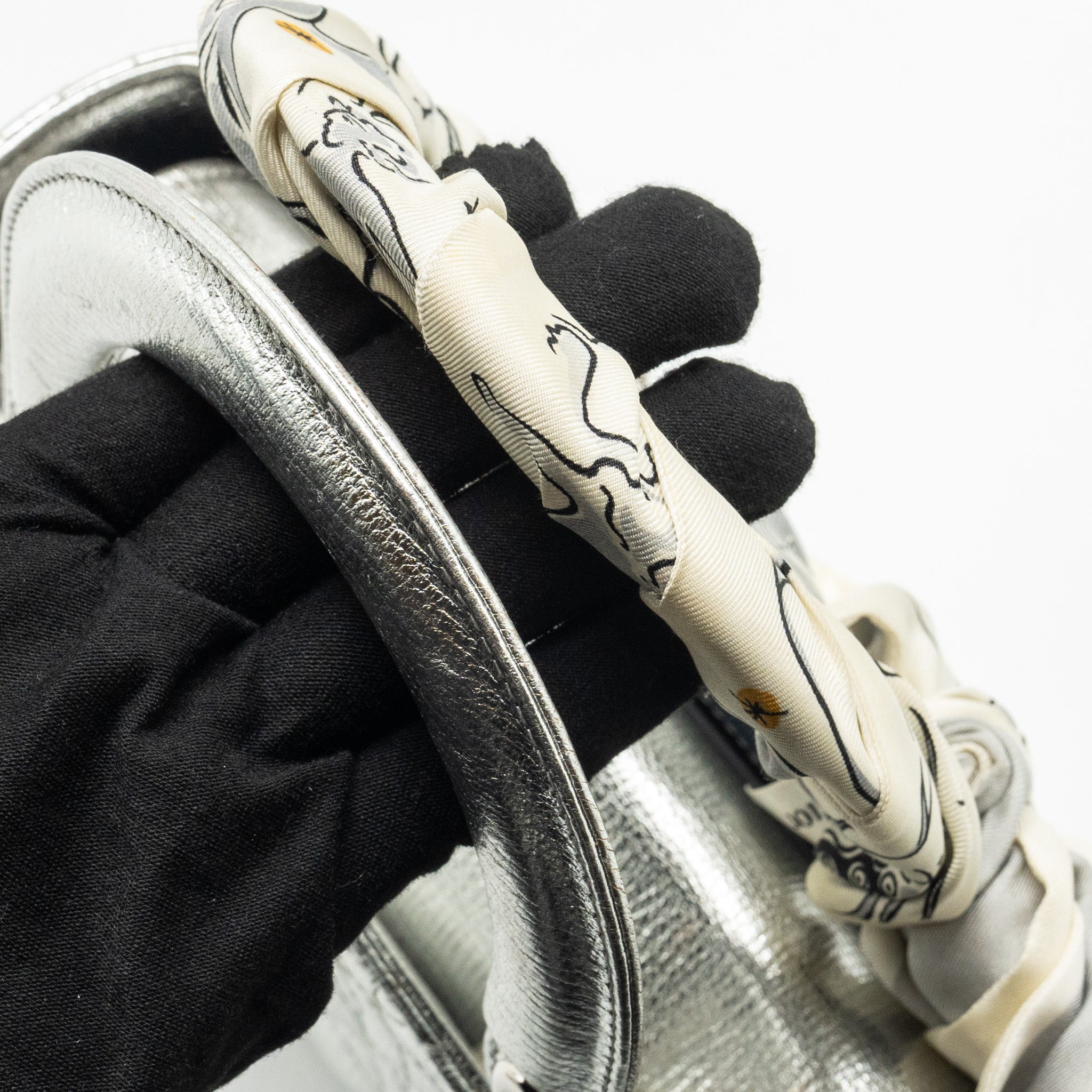 DIOR SMALL MY ABC LADY DIOR CANNAGE CALFSKIN METALLIC SILVER SHW