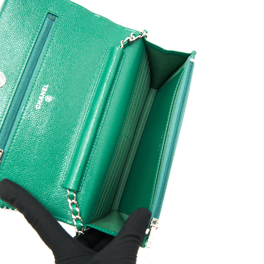 CHANEL CLASSIC WALLET ON CHAIN CAVIAR GREEN SHW