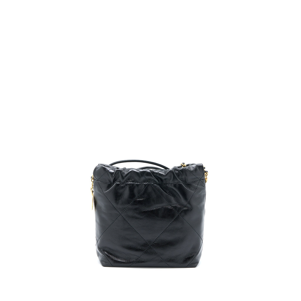CHANEL 23S MINI 22 BAG WITH PEARL SHINY CALFSKIN BLACK GHW (MICROCHIP)