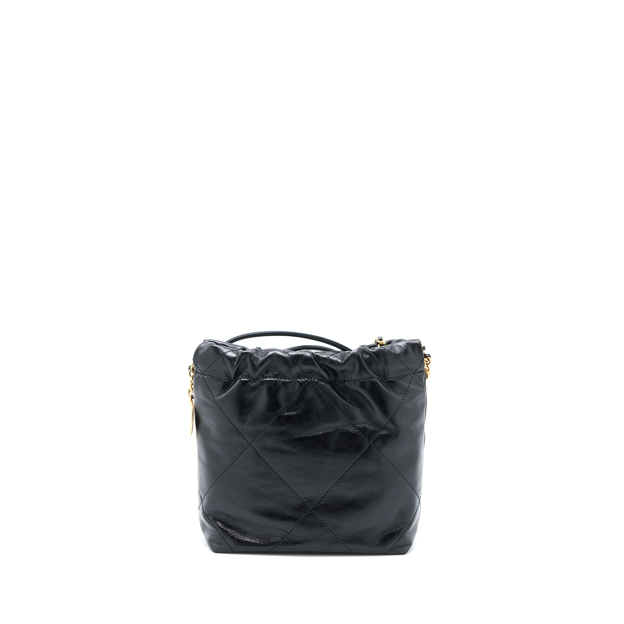 CHANEL 23S MINI 22 BAG WITH PEARL SHINY CALFSKIN BLACK GHW (MICROCHIP)