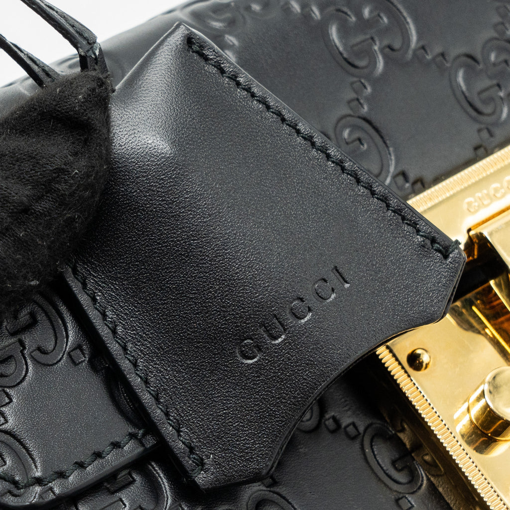 GUCCI SMALL PADLOCK CHAIN BAG CALFSKIN BLACK GHW