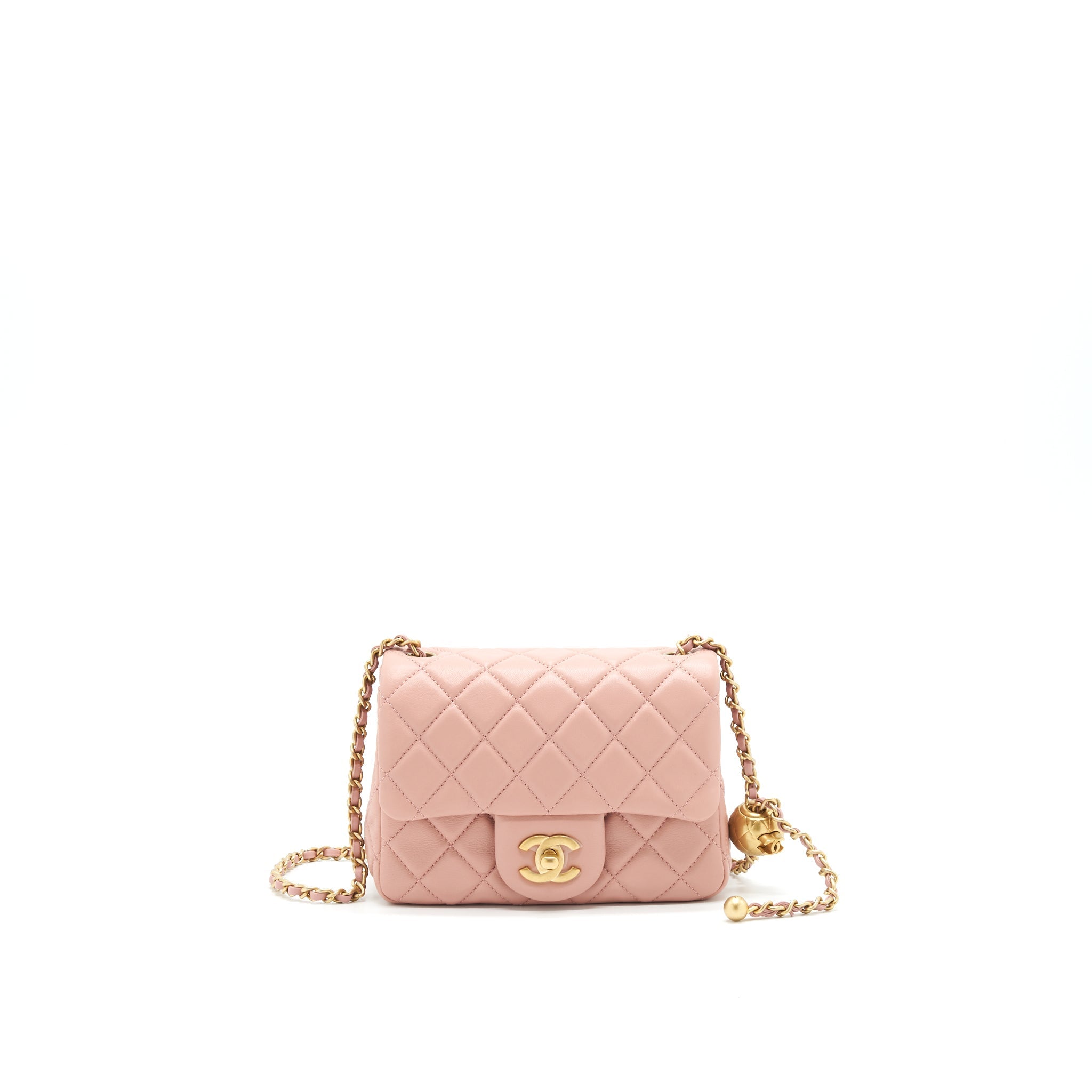 CHANEL 21B LIGHT PINK PEARL CRUSH MINI SQUARE FLAP BAG GHW