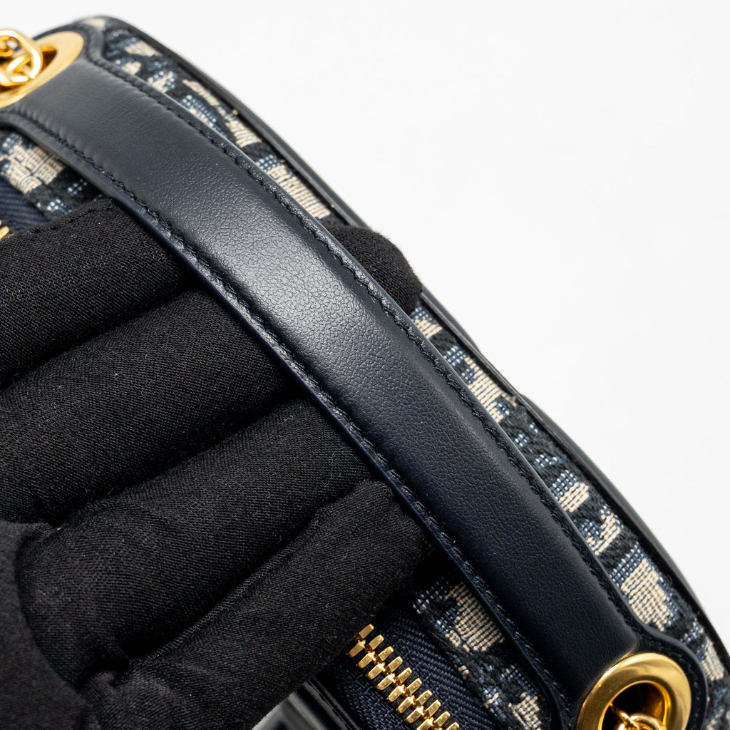 DIOR CD SIGNATURE OVAL CAMERA BAG OBLIQUE JACQUARD BLUE GHW