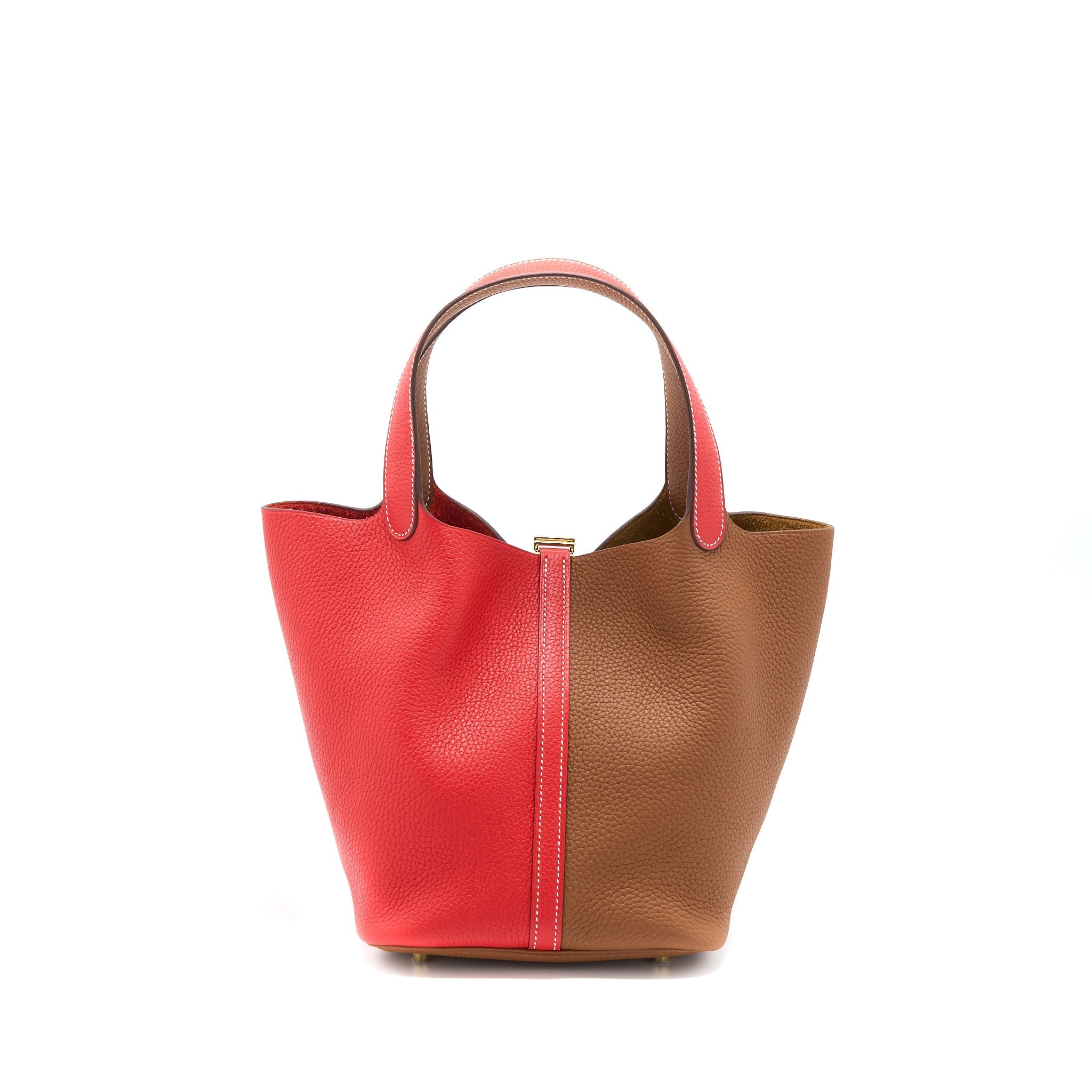 HERMES PICOTIN 22 LOCK BAG CLEMENCE ROUGE DE COEUR/GOLD GHW