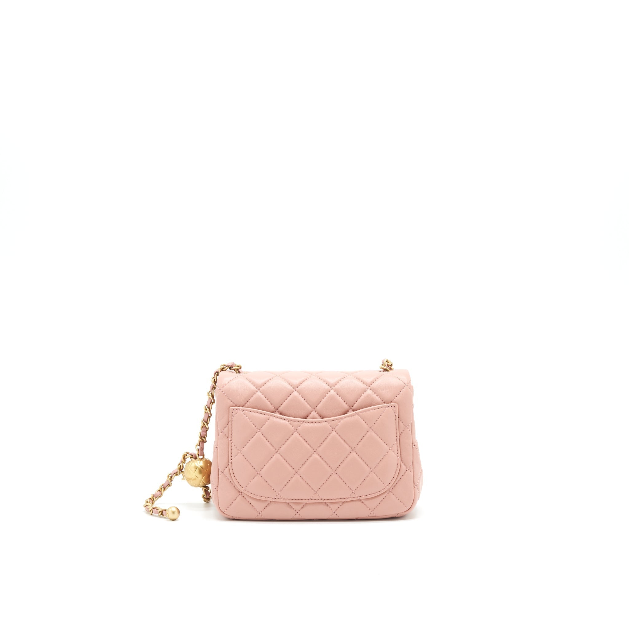 CHANEL 21B LIGHT PINK PEARL CRUSH MINI SQUARE FLAP BAG GHW