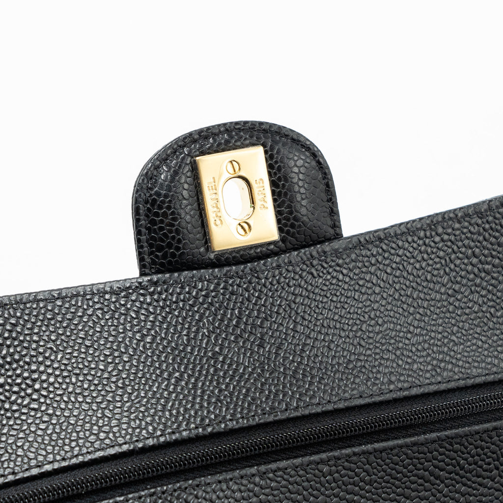 CHANEL SMALL CLASSIC DOUBLE FLAP BAG CAVIAR BLACK GHW(MICROCHIP)
