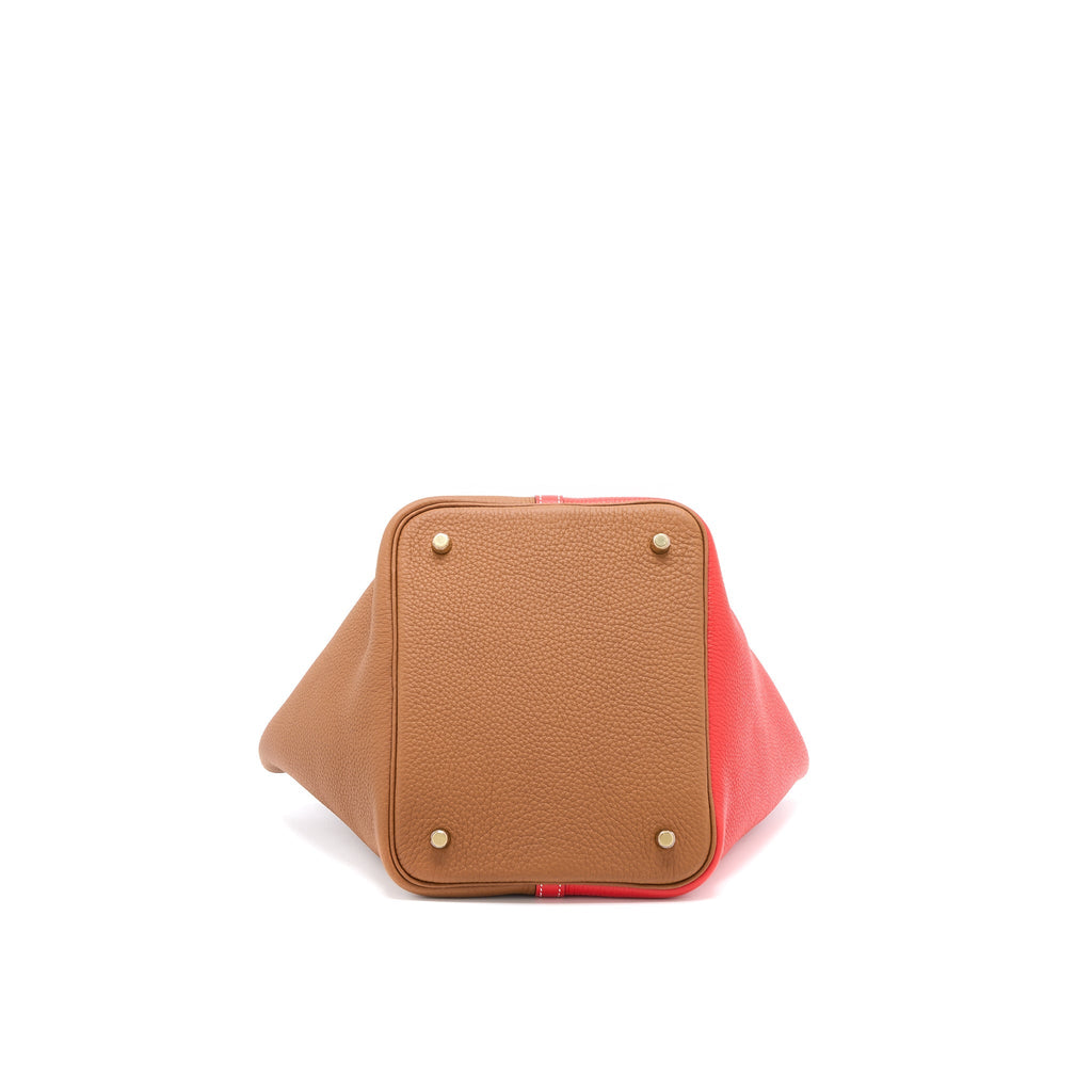 HERMES PICOTIN 22 LOCK BAG CLEMENCE ROUGE DE COEUR/GOLD GHW