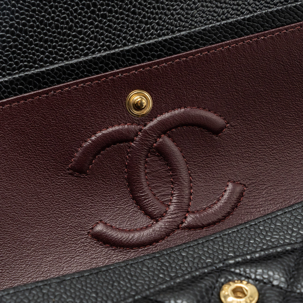 CHANEL SMALL CLASSIC DOUBLE FLAP BAG CAVIAR BLACK GHW(MICROCHIP)