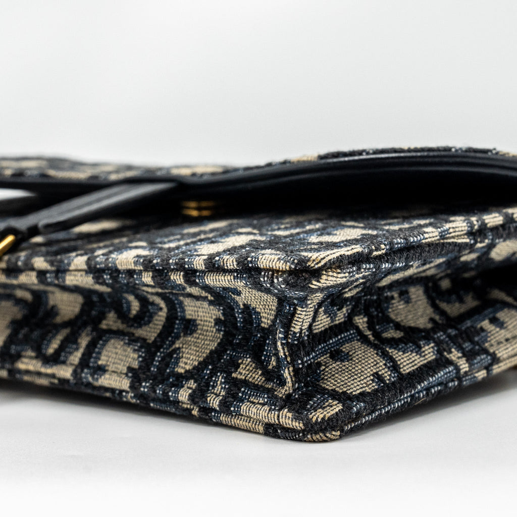 DIOR SADDLE BELT POUCH OBLIQUE JACQUARD CANVAS BLUE GHW