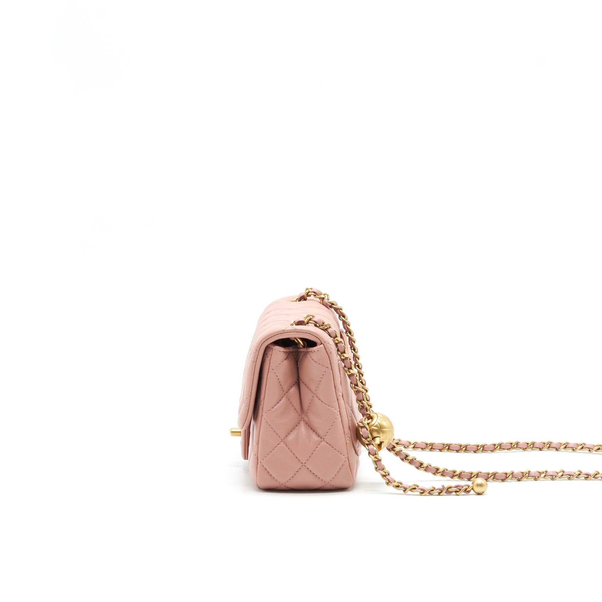 CHANEL 21B LIGHT PINK PEARL CRUSH MINI SQUARE FLAP BAG GHW