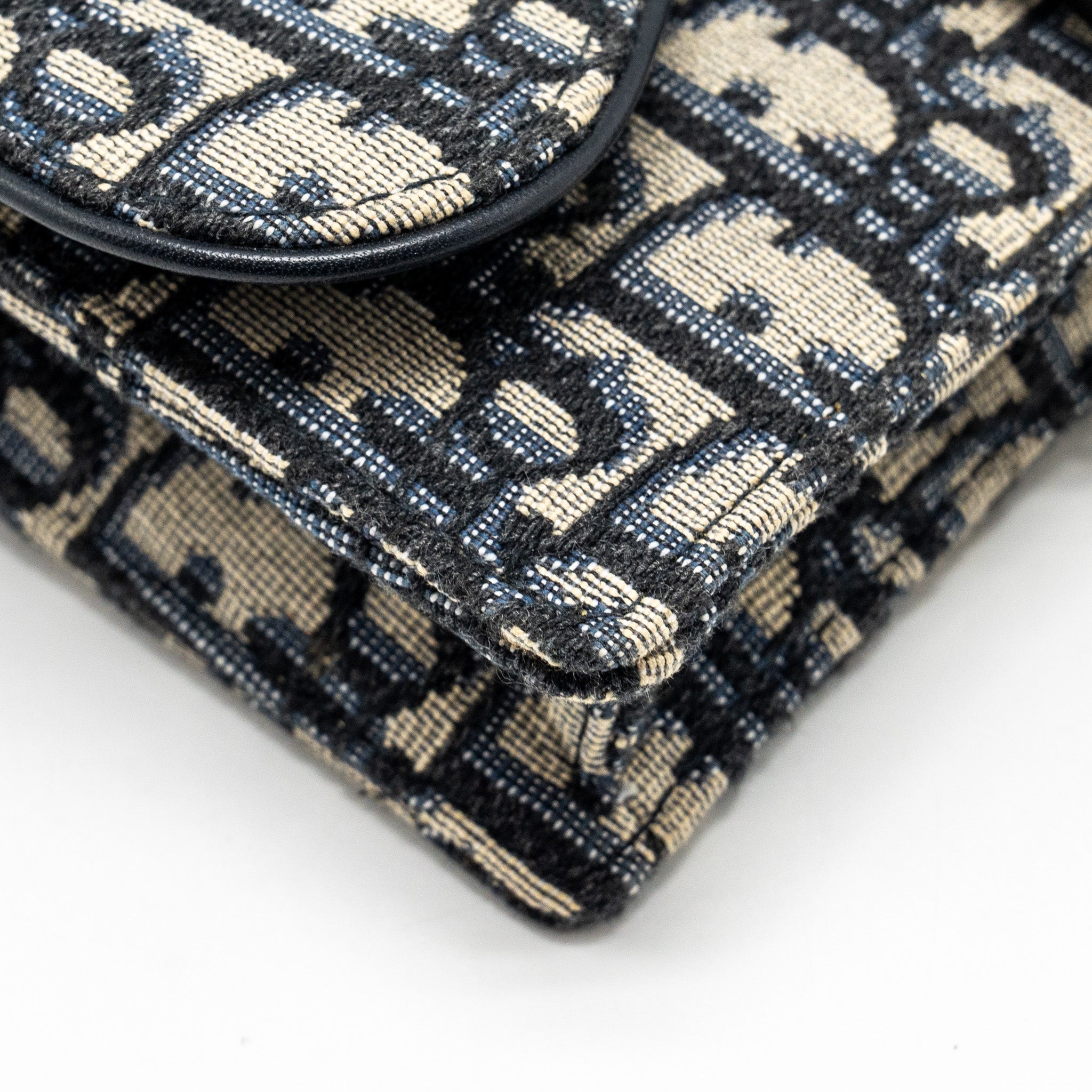 DIOR SADDLE BELT POUCH OBLIQUE JACQUARD CANVAS BLUE GHW