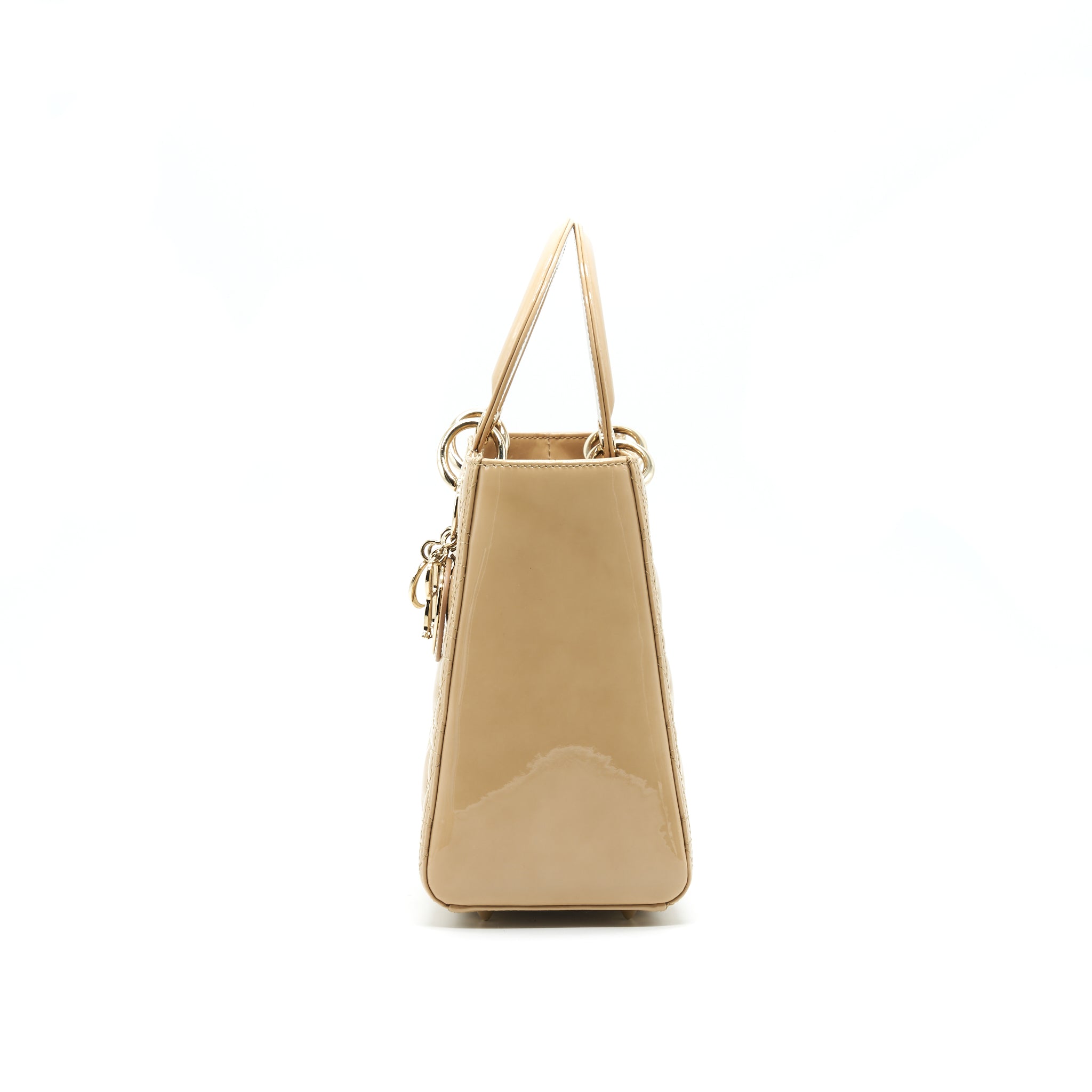 CHRISTIAN DIOR MEDIUM LADY DIOR IN PATENT LEATHER BEIGE