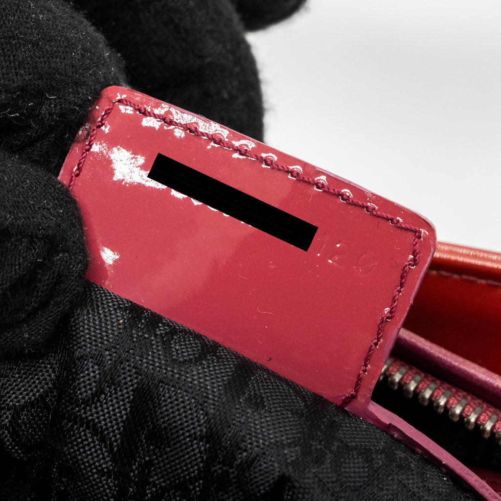 DIOR MEDIUM LADY DIOR PATENT DARK PINK SHW