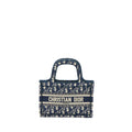 DIOR MINI BOOK TOTE BLUE OBLIQUE EMBROIDERY
