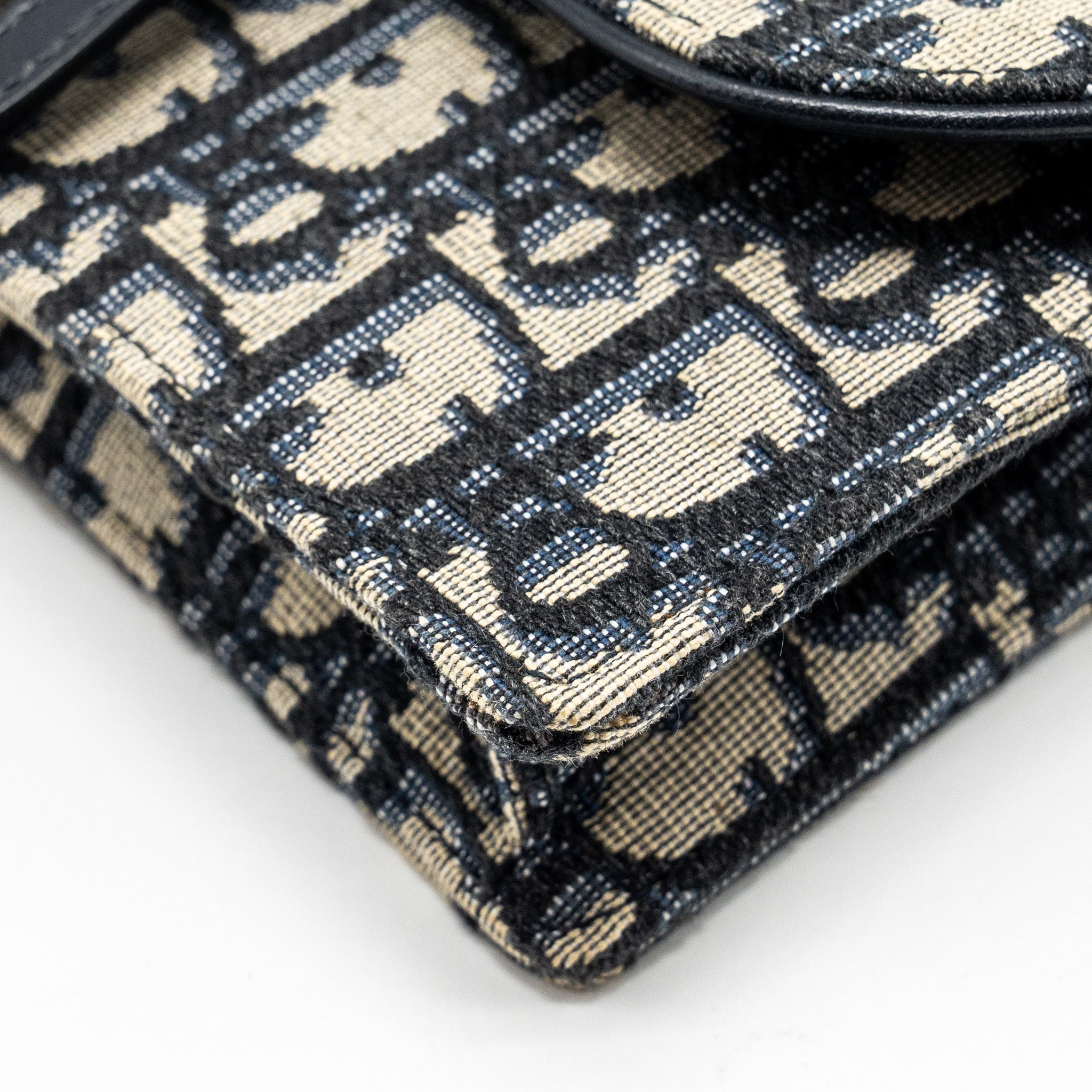 DIOR SADDLE BELT POUCH OBLIQUE JACQUARD CANVAS BLUE GHW