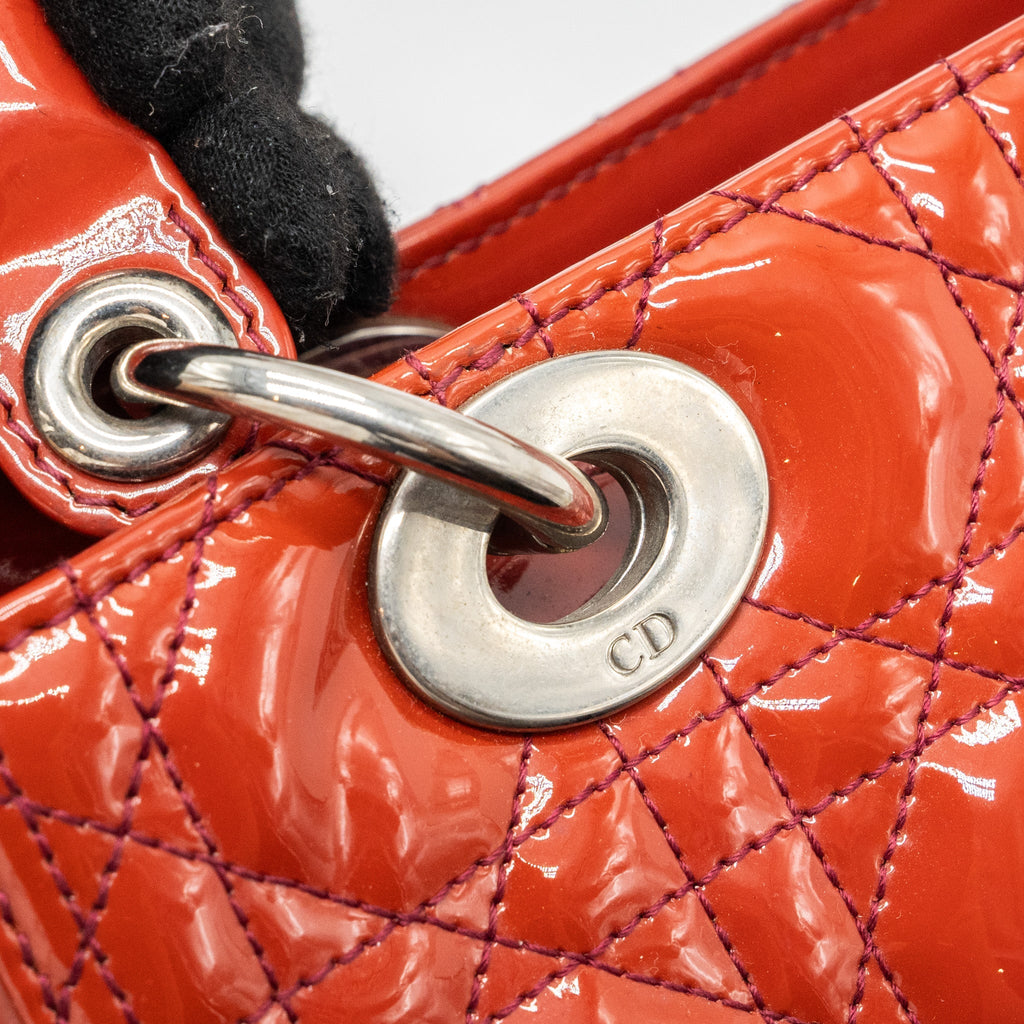 DIOR MEDIUM LADY DIOR PATENT DARK PINK SHW