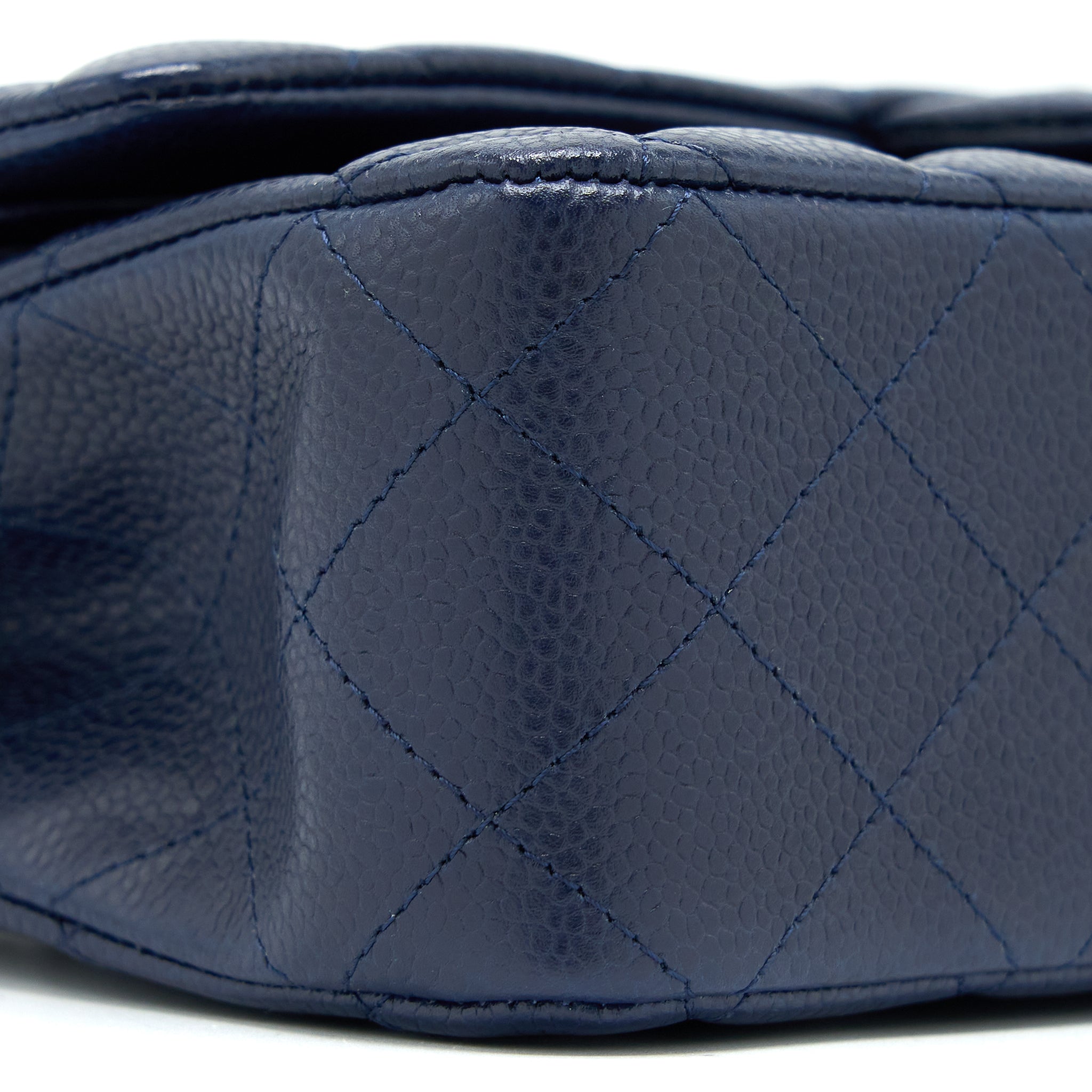 CHANEL MEDIUM CLASSIC DOUBLE FLAP BAG CAVIAR NAVY BLUE SHW