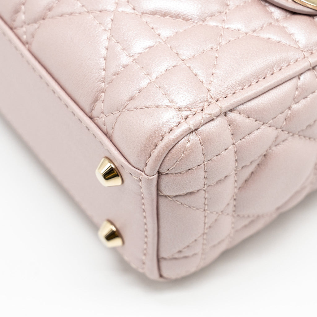 DIOR MINI LADY DIOR LAMBSKIN LOTUS PINK LGHW