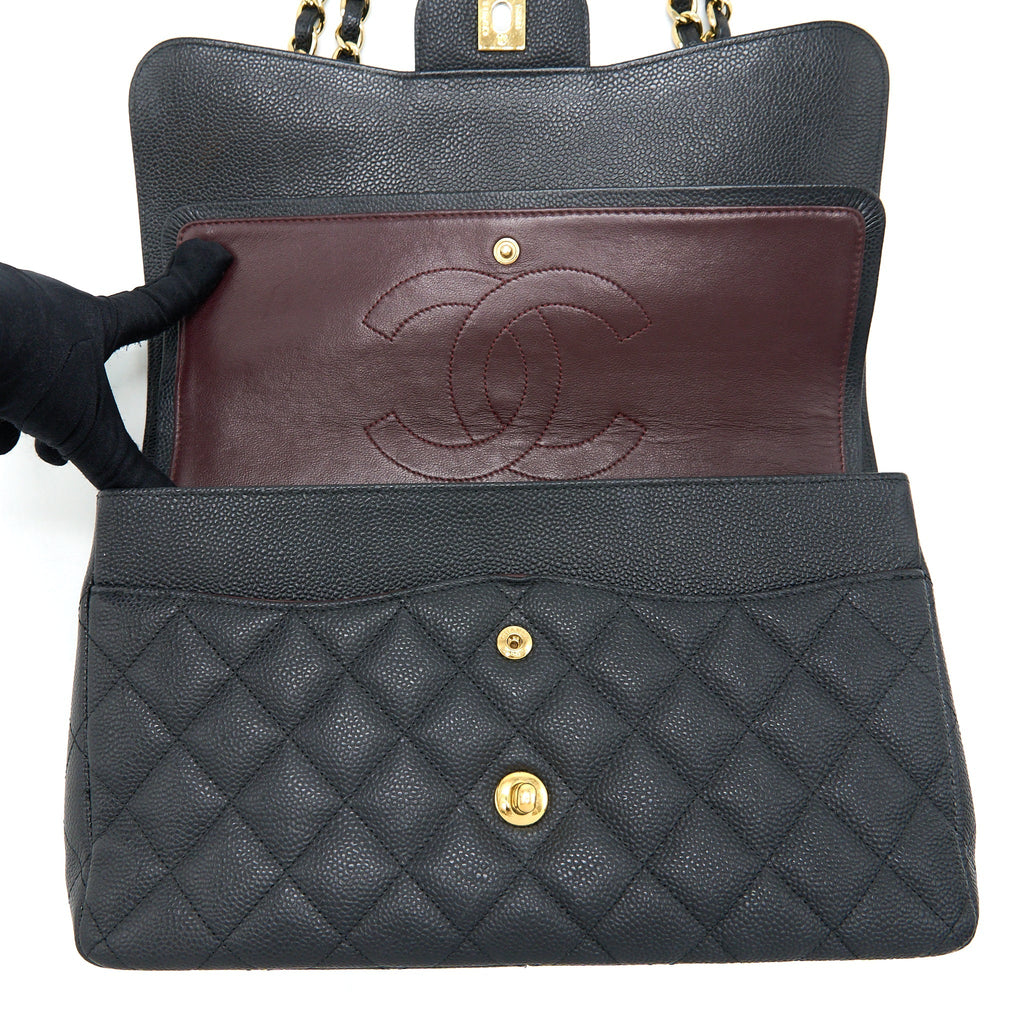 CHANEL CLASSIC JUMBO DOUBLE FLAP BAG CAVIAR BLACK GHW