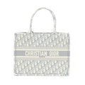 DIOR MEDIUM BOOK TOTE DIOR OBLIQUE EMBROIDERY CANVAS GREY