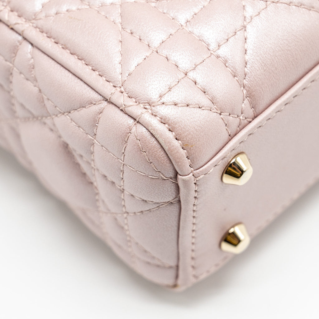 DIOR MINI LADY DIOR LAMBSKIN LOTUS PINK LGHW