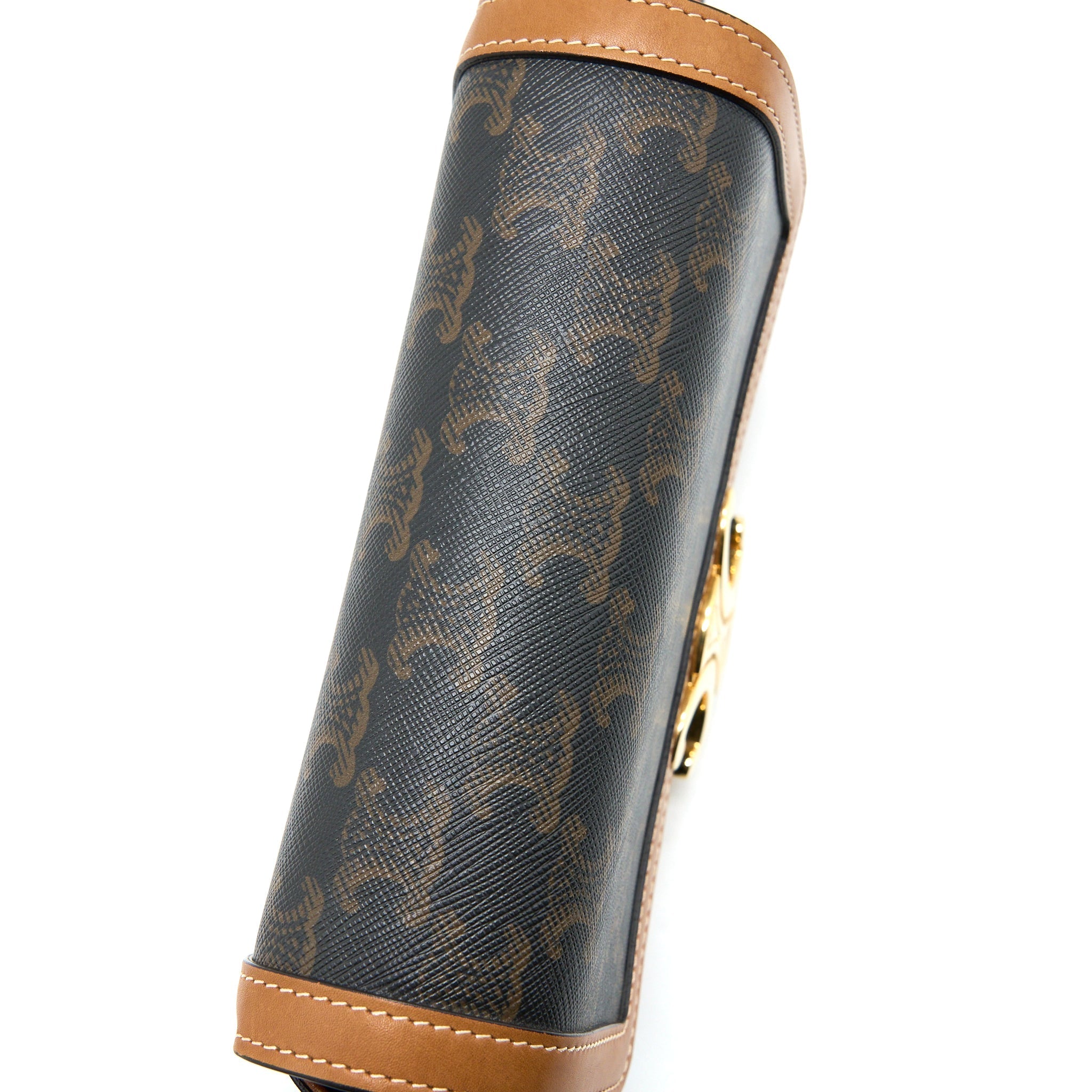 CELINE TEEN TRIOMPHE BAG IN TRIOMPHE CANVAS / NATURE CALFSKIN GHW