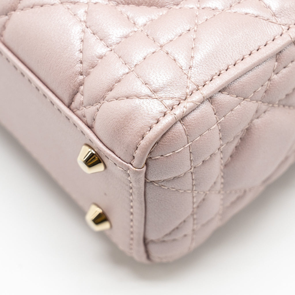 DIOR MINI LADY DIOR LAMBSKIN LOTUS PINK LGHW
