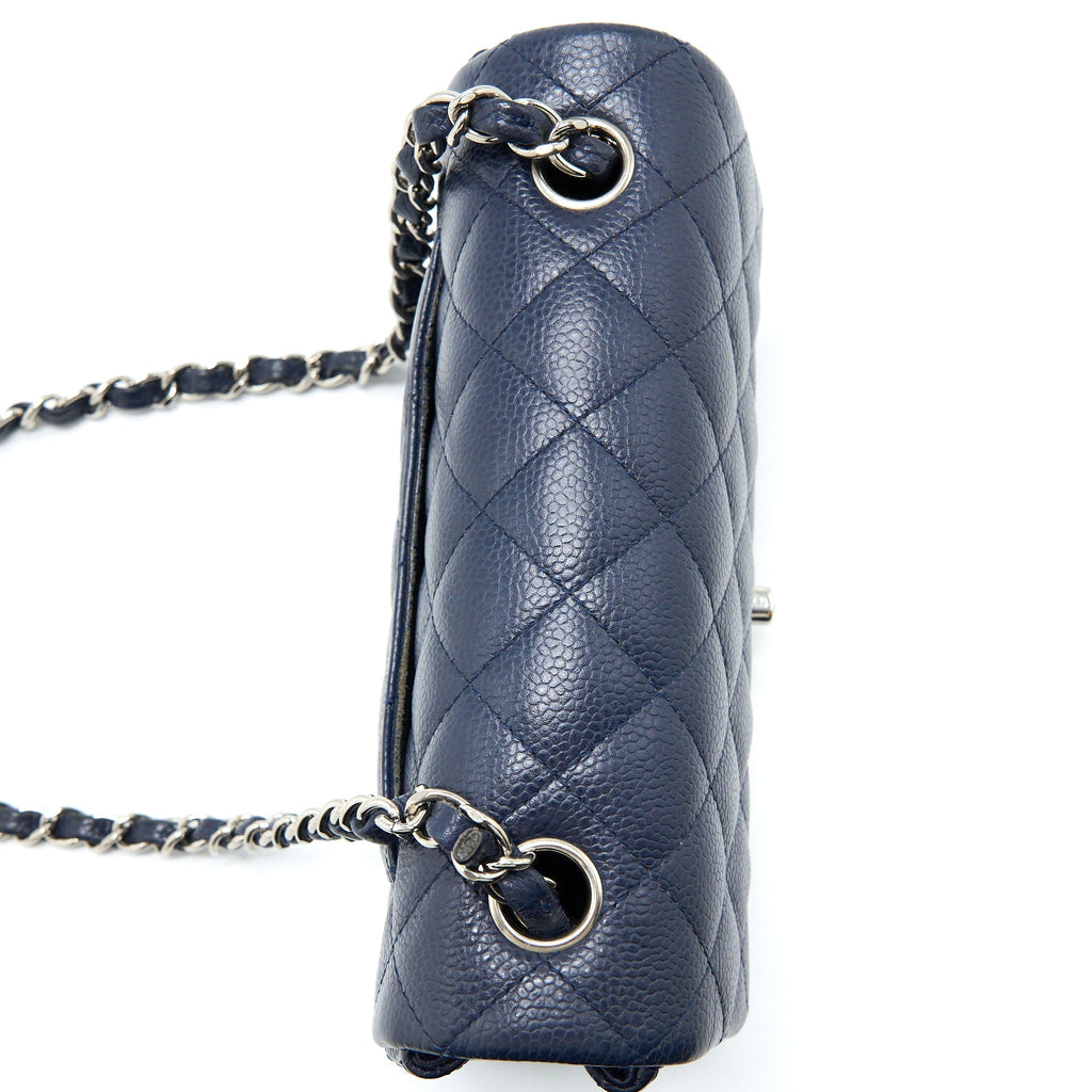 CHANEL CLASSIC MINI RECTANGULAR FLAP BAG CAVIAR NAVY SHW