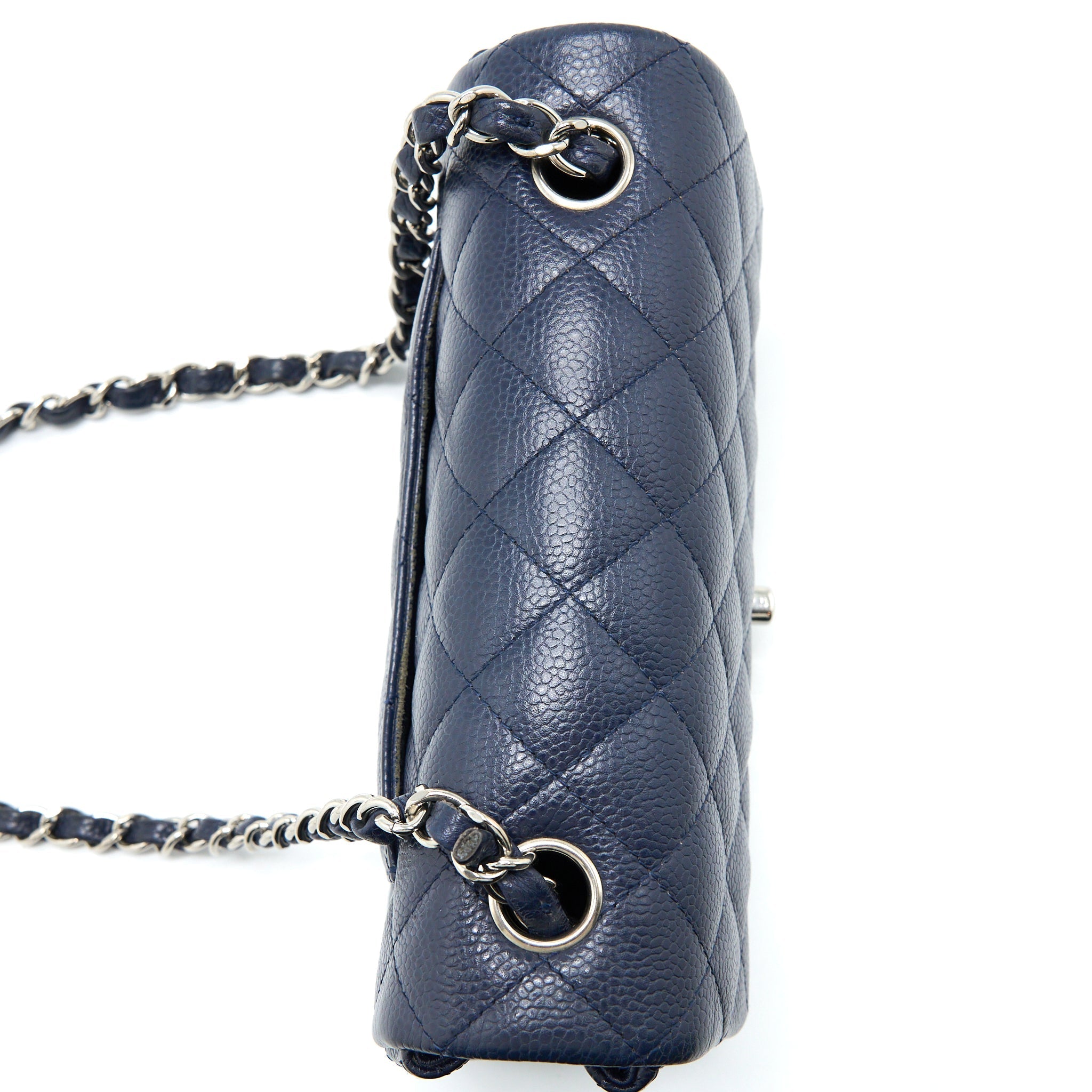 CHANEL CLASSIC MINI RECTANGULAR FLAP BAG CAVIAR NAVY SHW