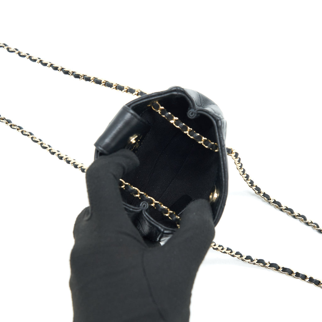 CHANEL 22C MINI CROSSBODY POUCH LAMBSKIN BLACK LGHW