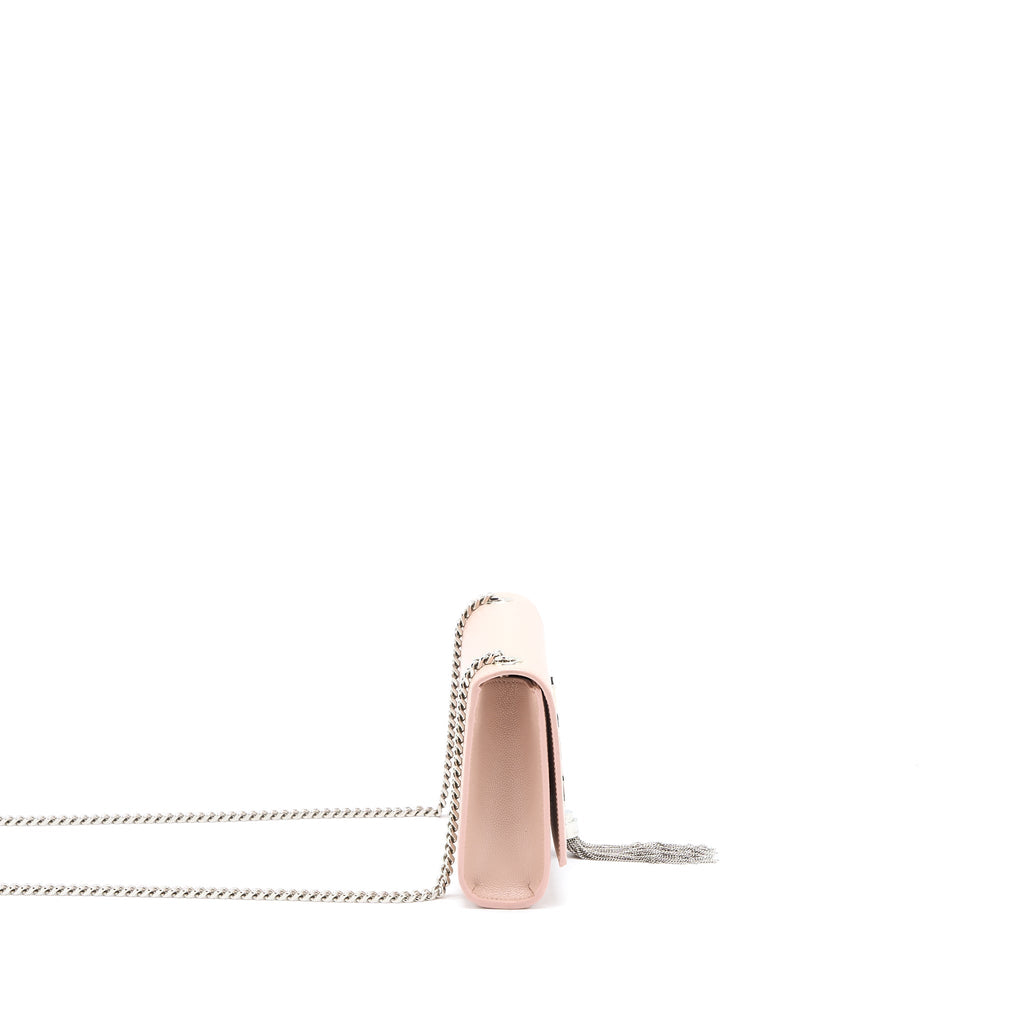 SAINT LAURENT KATE TASSEL GRAINED CALFSKIN PINK SHW