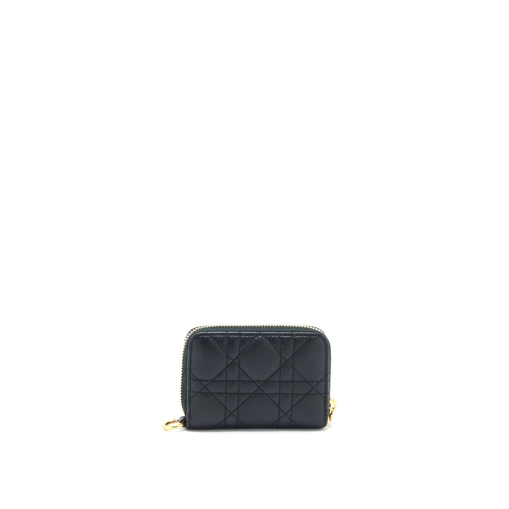 DIOR CARO DETACHABLE CARD HOLDER CANNAGE SUPPLE CALFSKIN BLACK GHW