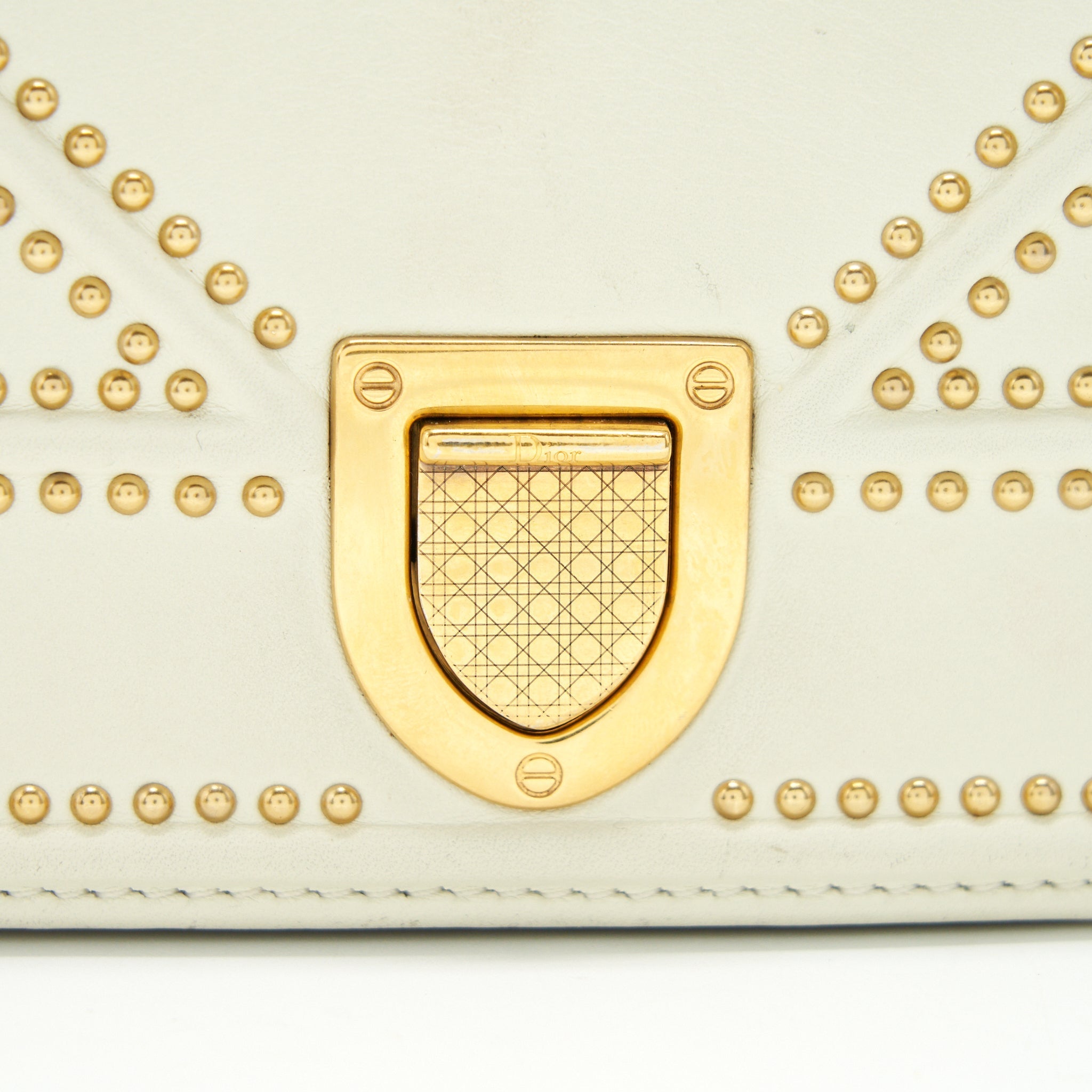 DIOR DIORAMA STUDDED LAMBSKIN SMALL WHITE WITH GHW