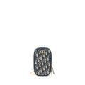 DIOR MONTAIGNE PHONE HOLDER OBLIQUE JACQUARD CANVAS BLUE GHW