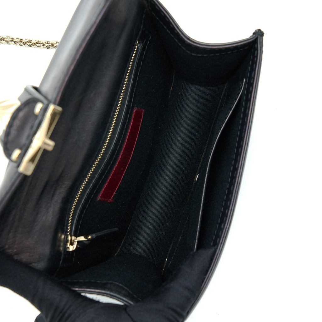 VALENTINO SMALL ROCKSTUD CROSSBODY BAG WITH CHAIN BLACK LGHW