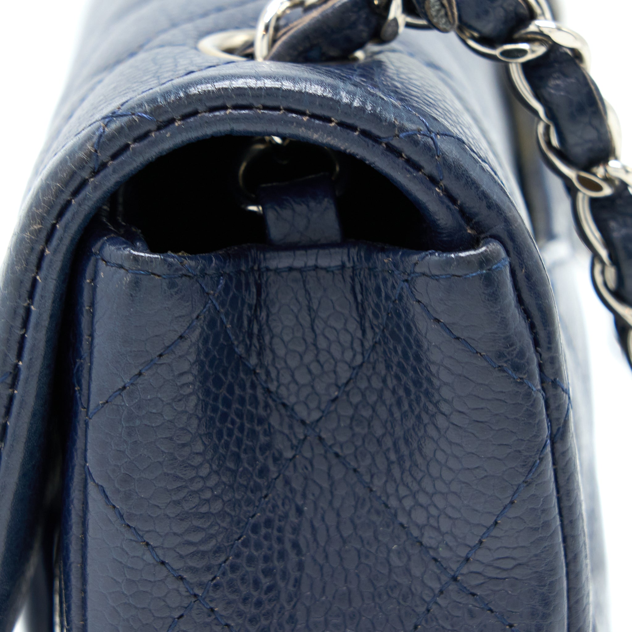 CHANEL CLASSIC MINI RECTANGULAR FLAP BAG CAVIAR NAVY SHW