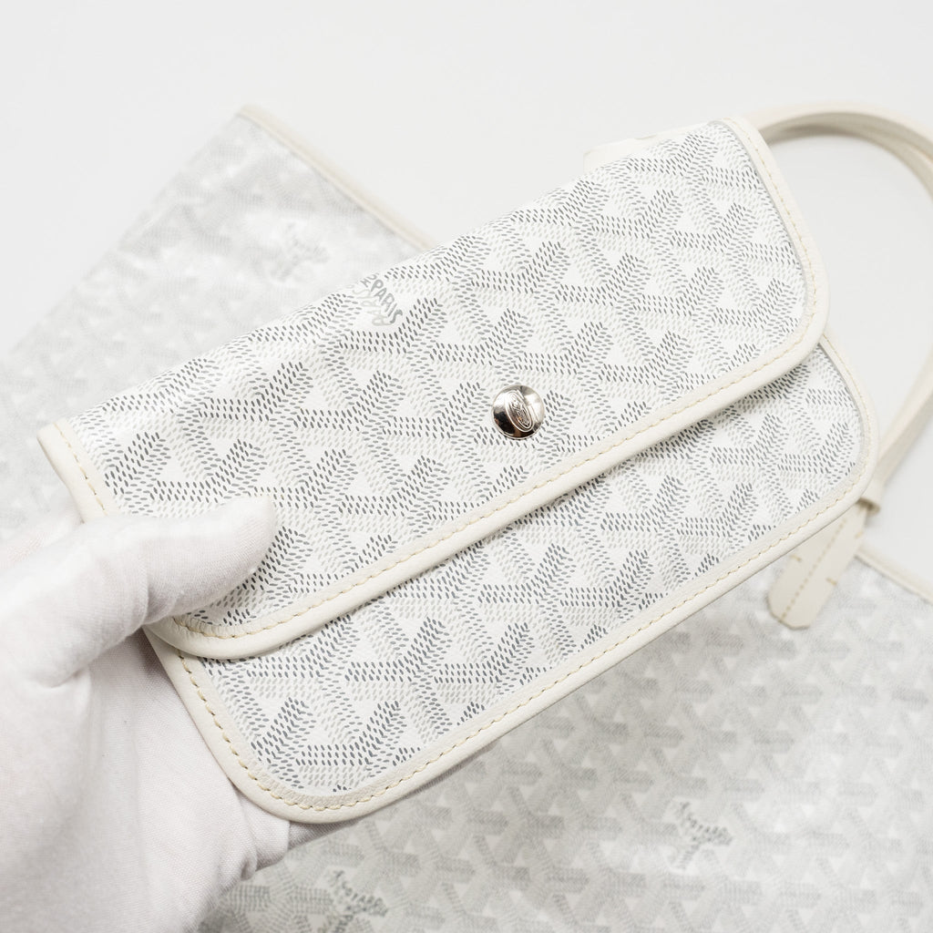 GOYARD SAINT LOUIS PM TOTE BAG LIMITED EDITION GOYARDLINE CANVAS WHITE/LIGHT BLUE SHW