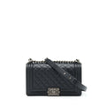 CHANEL MEDIUM BOY BAG CAVIAR BLACK WITH RUTHENIUM SLIVER HARDWARE