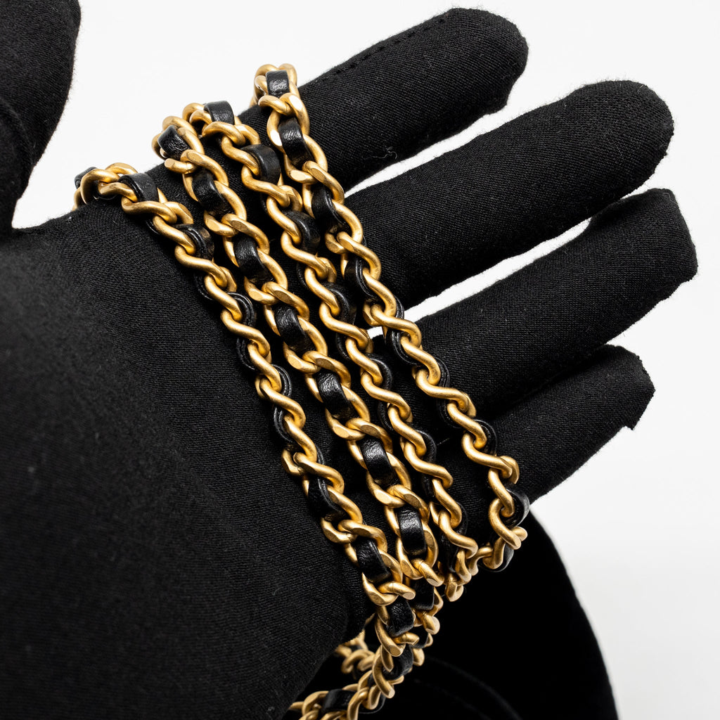 CHANEL MINI BOWLING CLUTCH WITH CHAIN VELVET BLACK GHW (MICROCHIP)