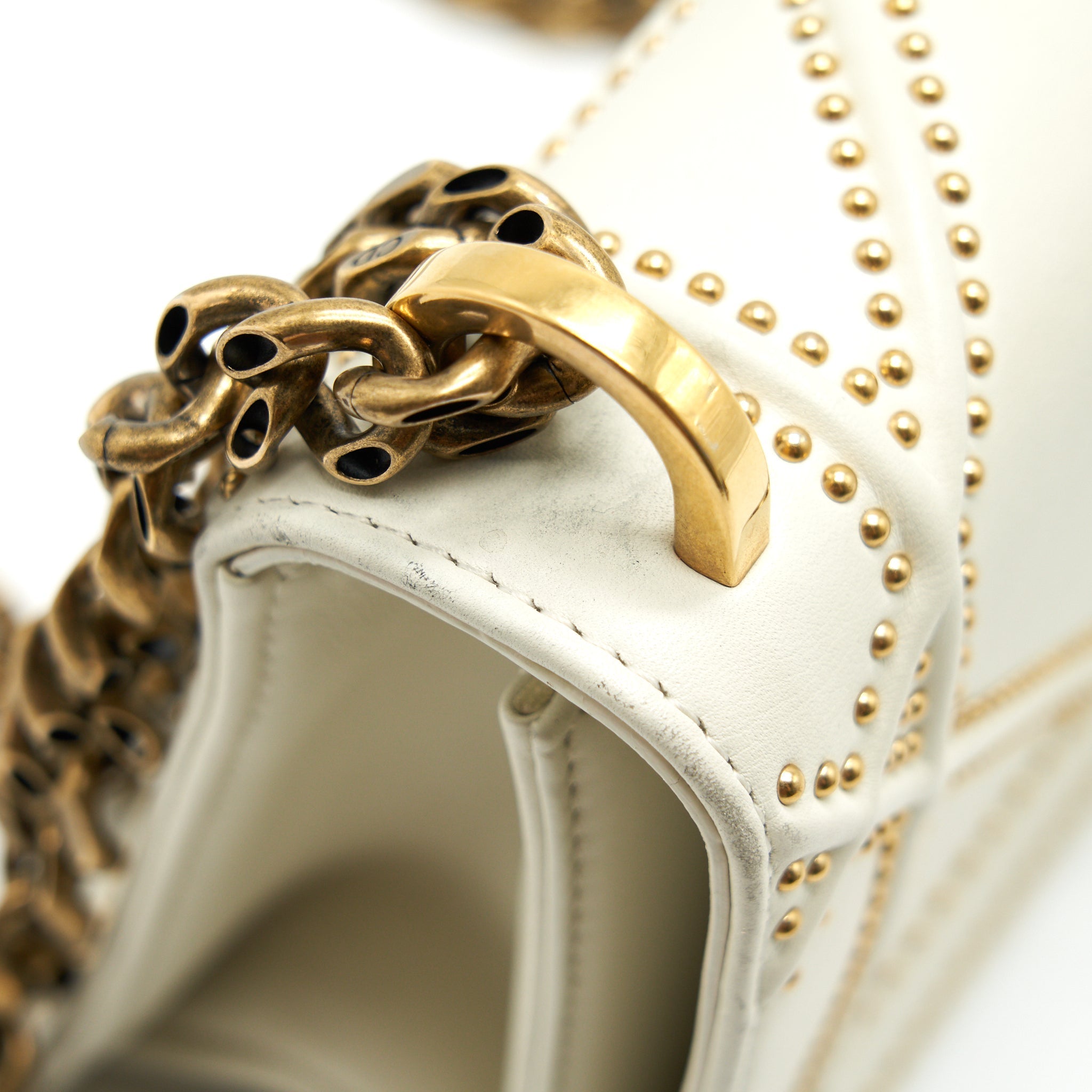 DIOR DIORAMA STUDDED LAMBSKIN SMALL WHITE WITH GHW