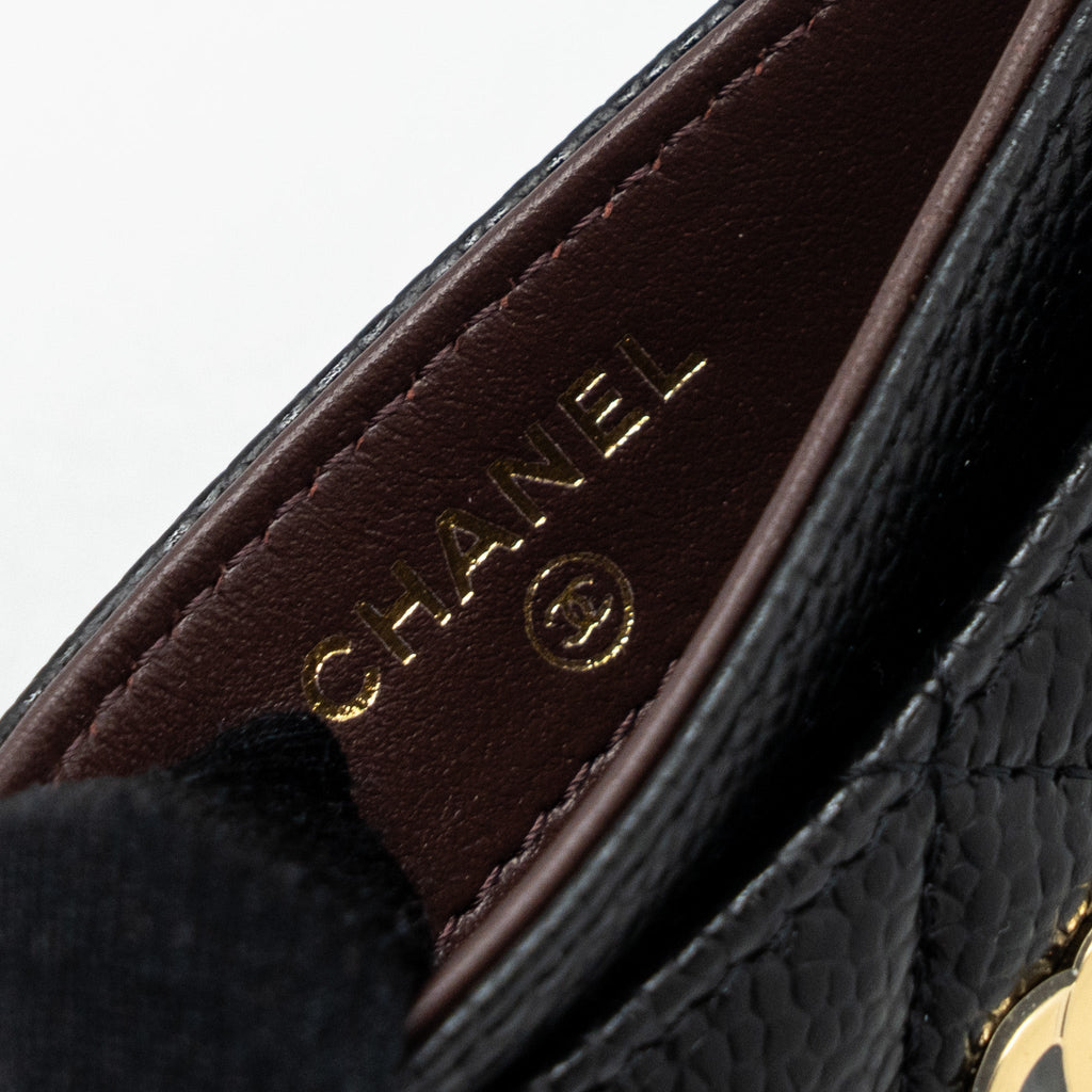 CHANEL CLASSIC CARD HOLDER CAVIAR BLACK GHW (MICROCHIP )