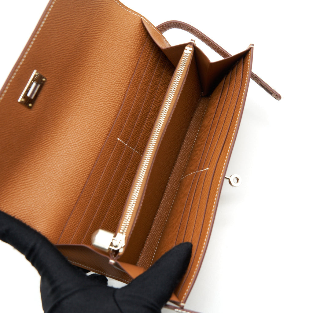 HERMES KELLY LONG WALLET EPSOM GOLD SHW