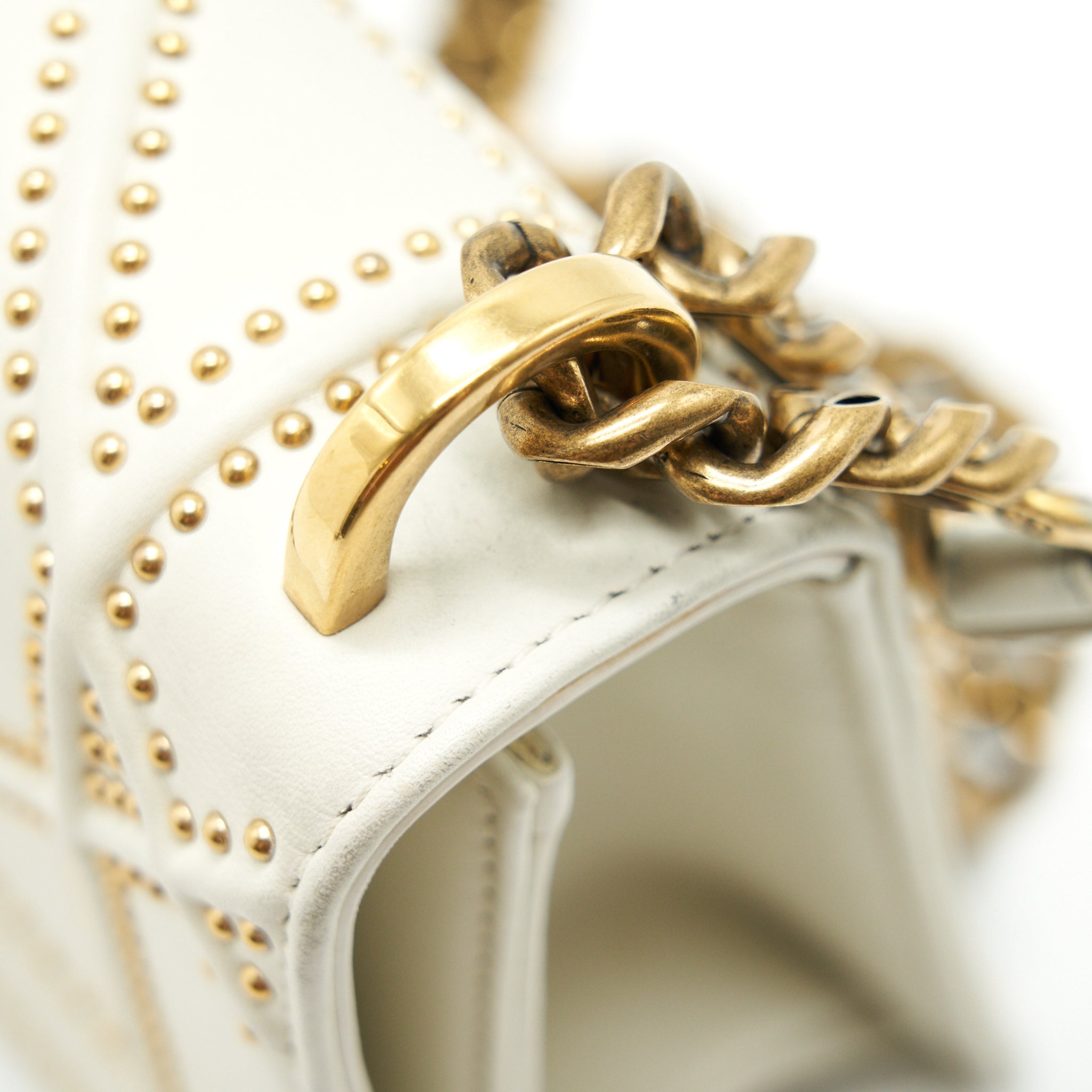 DIOR DIORAMA STUDDED LAMBSKIN SMALL WHITE WITH GHW