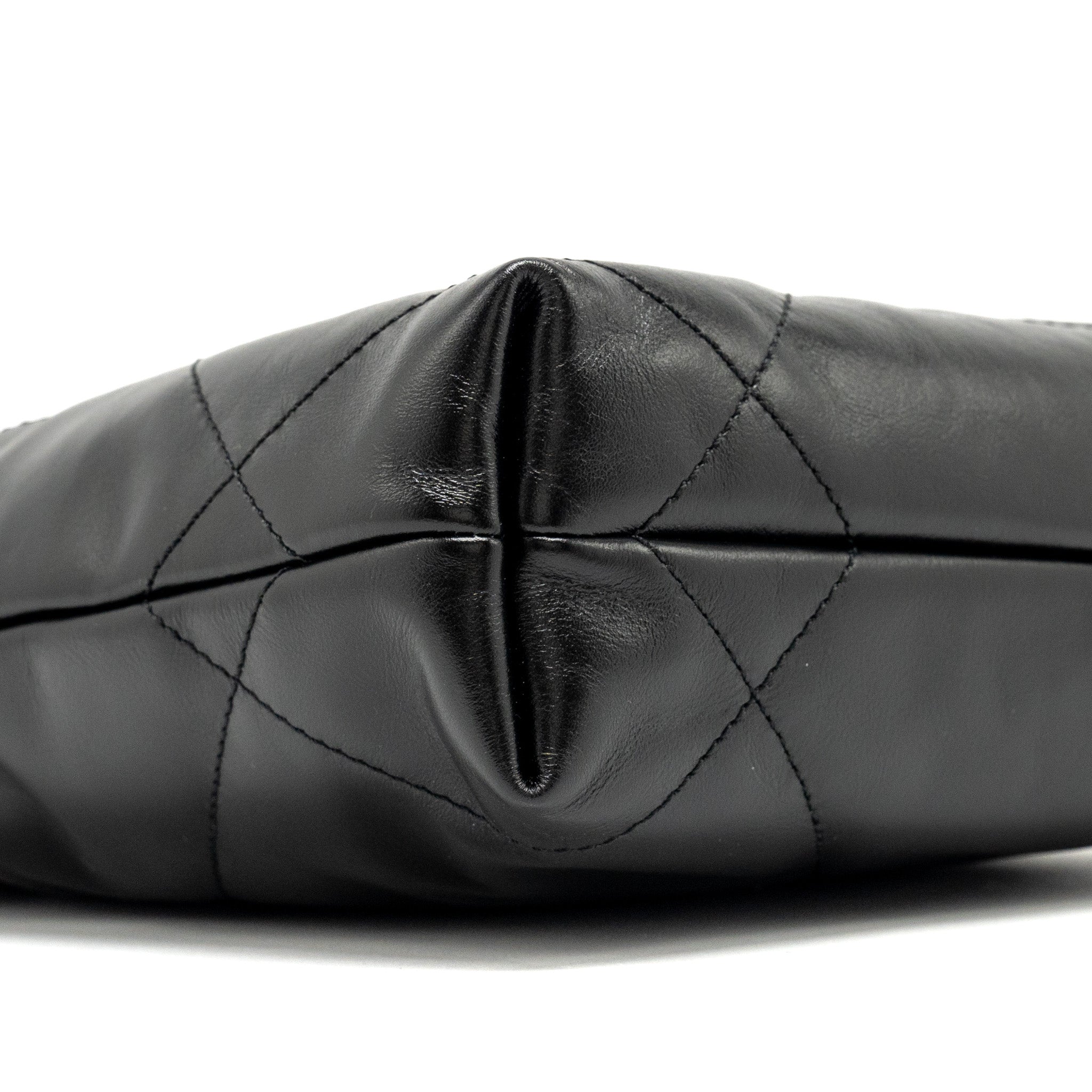 CHANEL MINI 22 BAG SHINY CALFSKIN BLACK GHW (MICROCHIP)