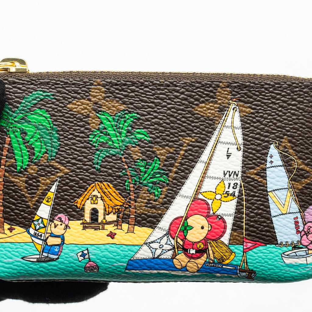LOUIS VUITTON 2023 CHRISTMAS ANIMATION SAILING KEY POUCH MONOGRAM CANVAS MULTICOLOUR GHW