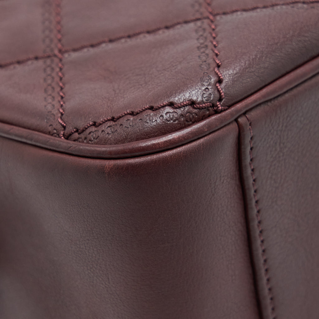 CHANEL JUMBO QUILTED FLAP BAG CALFSKIN BURGUNDY RUTHENIUM HARDWARE