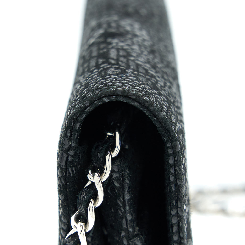 CHANEL SEASONAL WALLET ON CHAIN FABRIC BLACK SHW