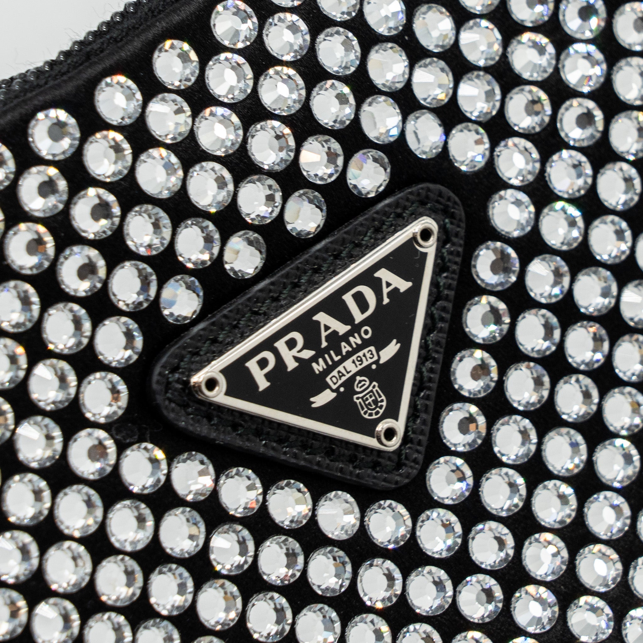 PRADA REEDITION 2000 MINI BAG SATIN WITH CRYSTAL BLACK SHW