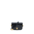 CHANEL CROSSBODY MINI FLAP BAG CC LOGO STRAP CALFSKIN BLACK BRUSHED GHW (MICROCHIP)