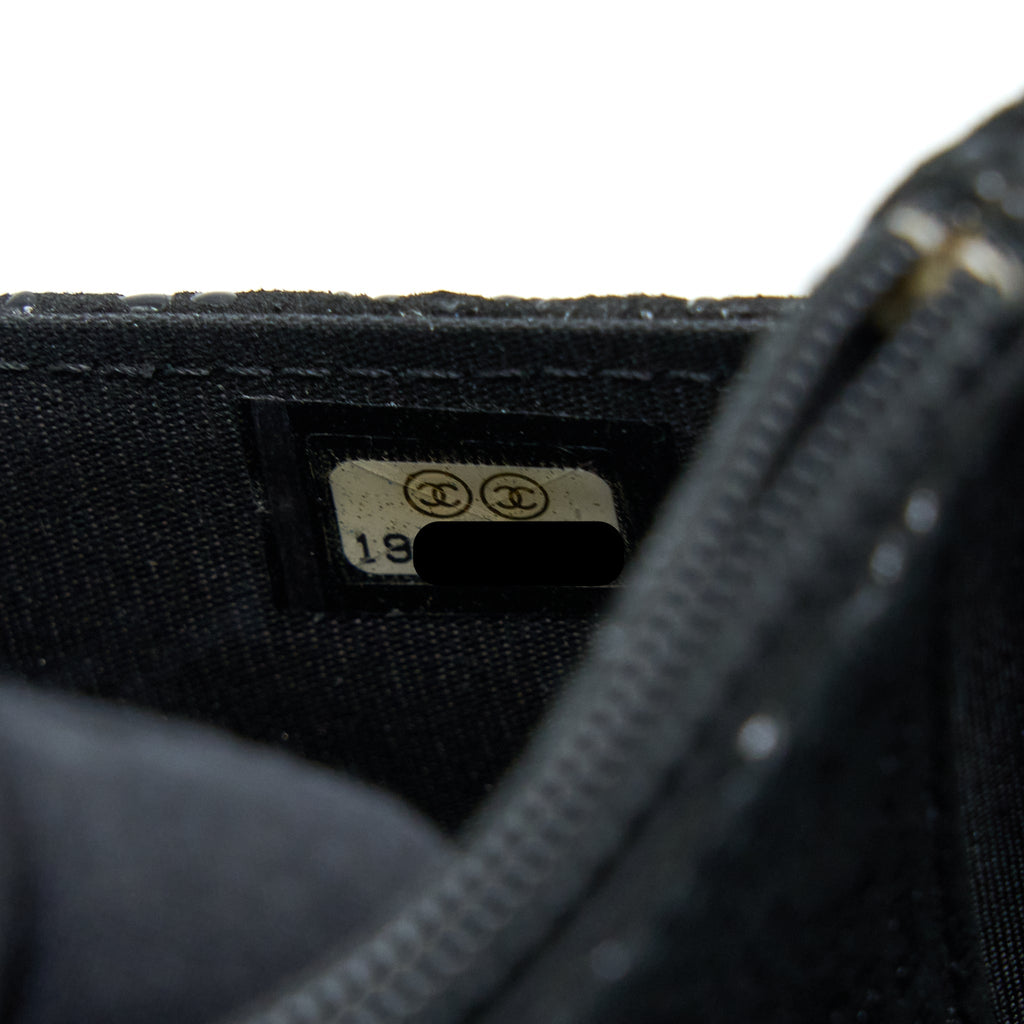 CHANEL SEASONAL WALLET ON CHAIN FABRIC BLACK SHW